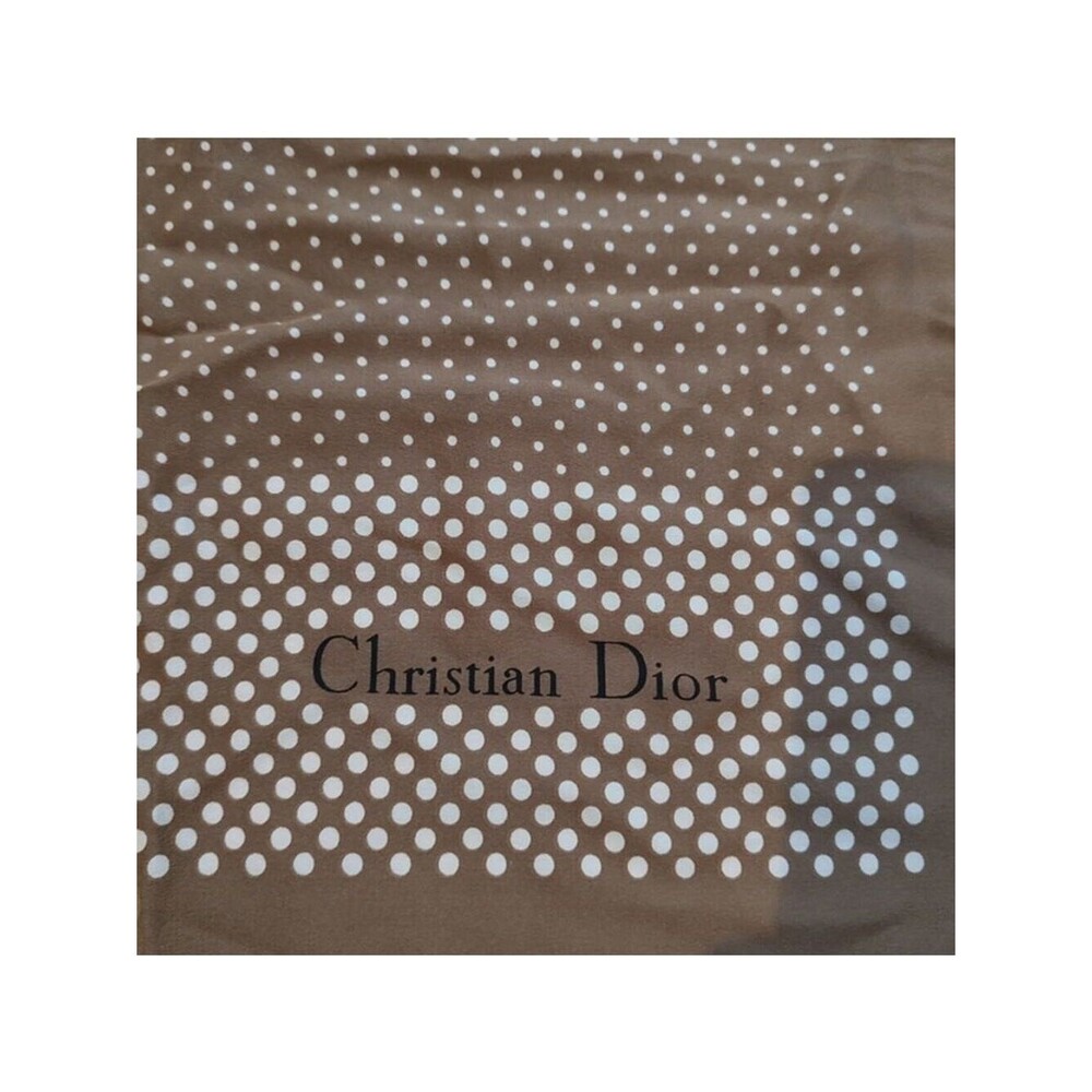 Christian Dior vintage silk floral "C" polka dot scarf large 33" EUC - Picture 3 of 10